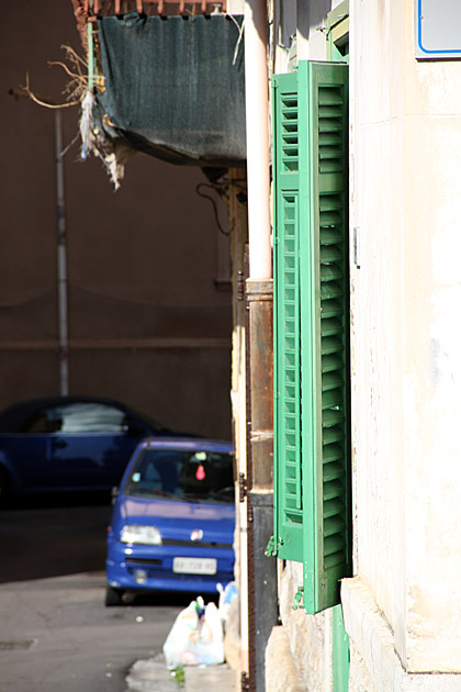 Green Blinds Blue Car